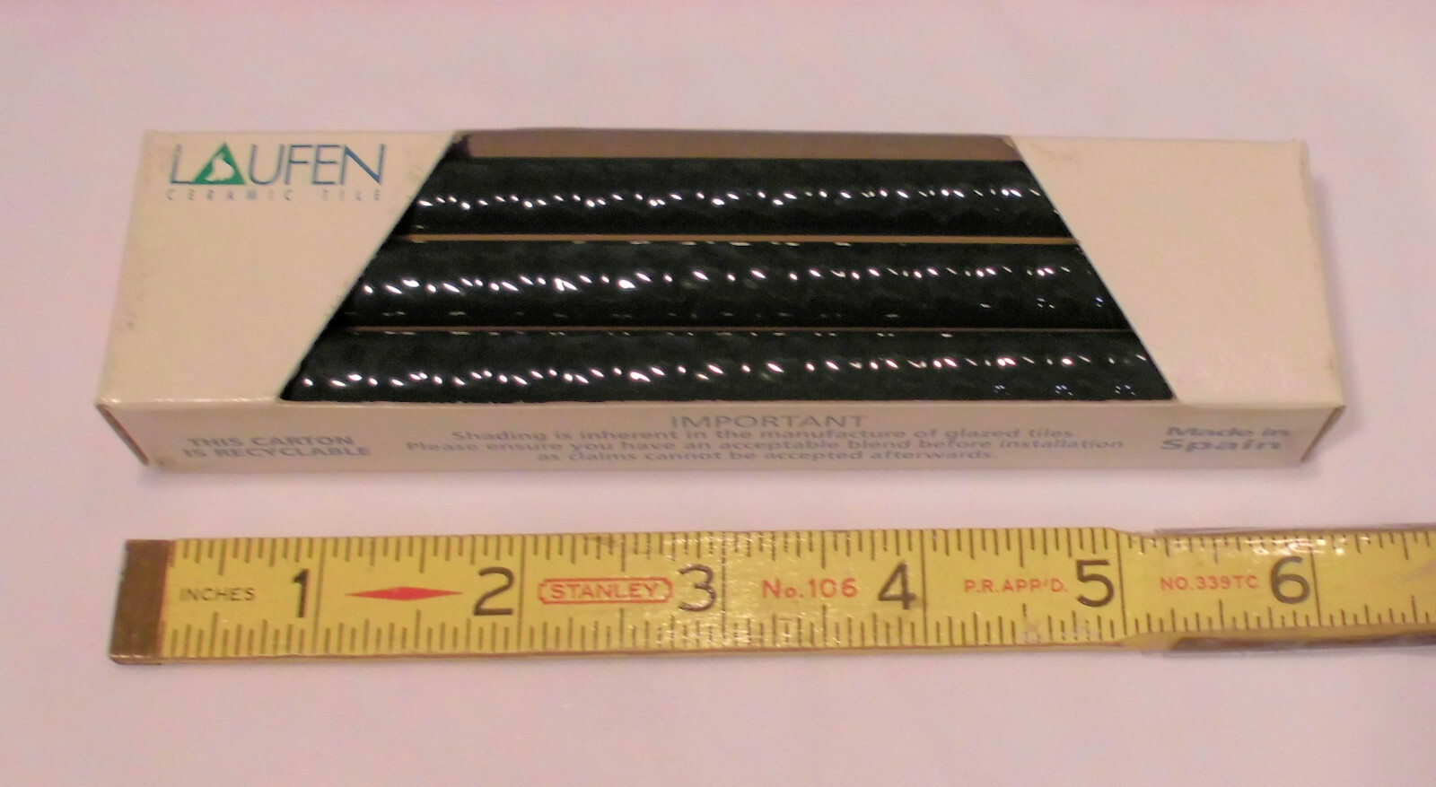 6-pack: Dark Green: Ceramic Liner-Pencil-Sizzle Tiles: 1/2″ X 6″ Twist Pattern