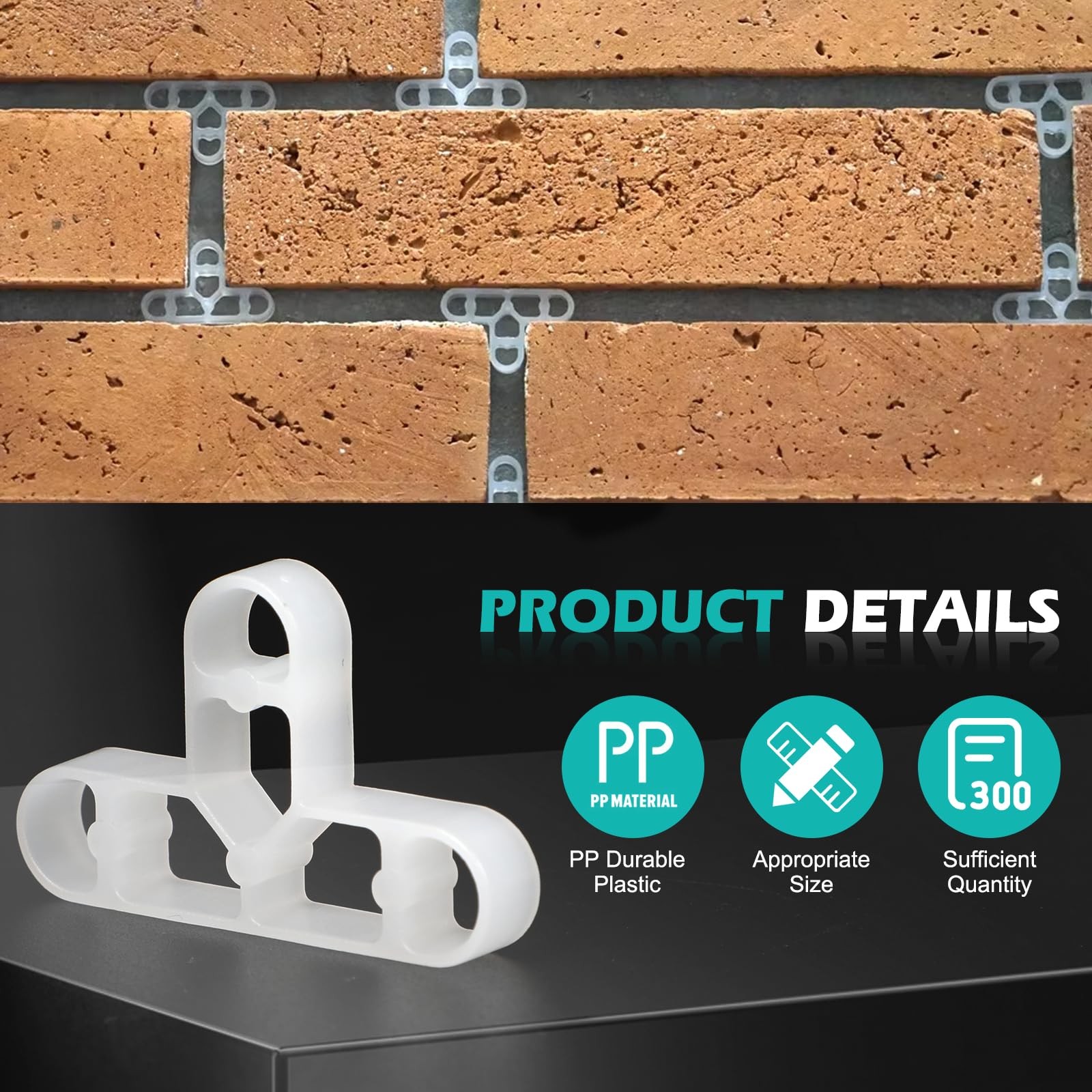 10mm 3/8 Inch 300PCS T-Shape Tile Spacers, Plastic Brick Wall and Floor Level…
