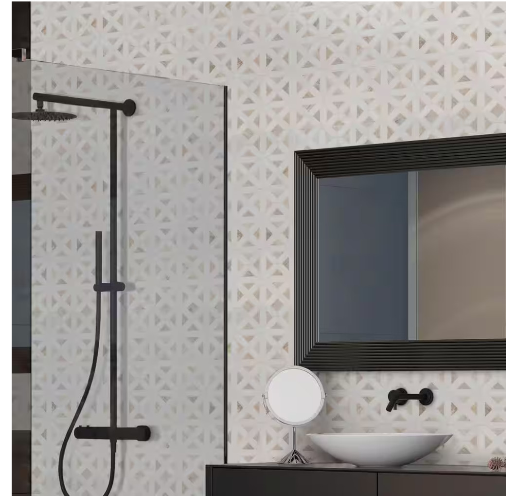 MSI Angora Geometric Pattern 12″ x 12″ Polished MarbleMosaic Tile(10 sq ft/Case)