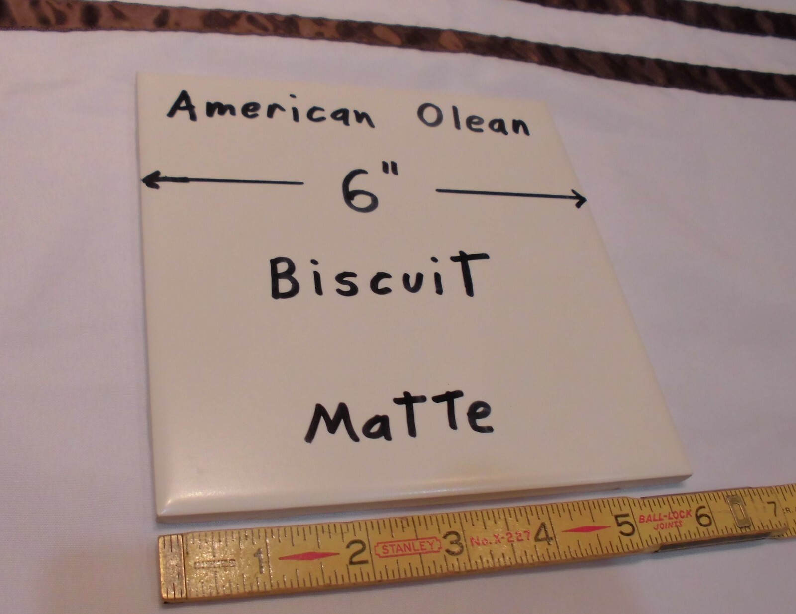 1 pc. 6″ X 6″ Ceramic Tile *Matte Biscuit* by American Olean from late 1990’s