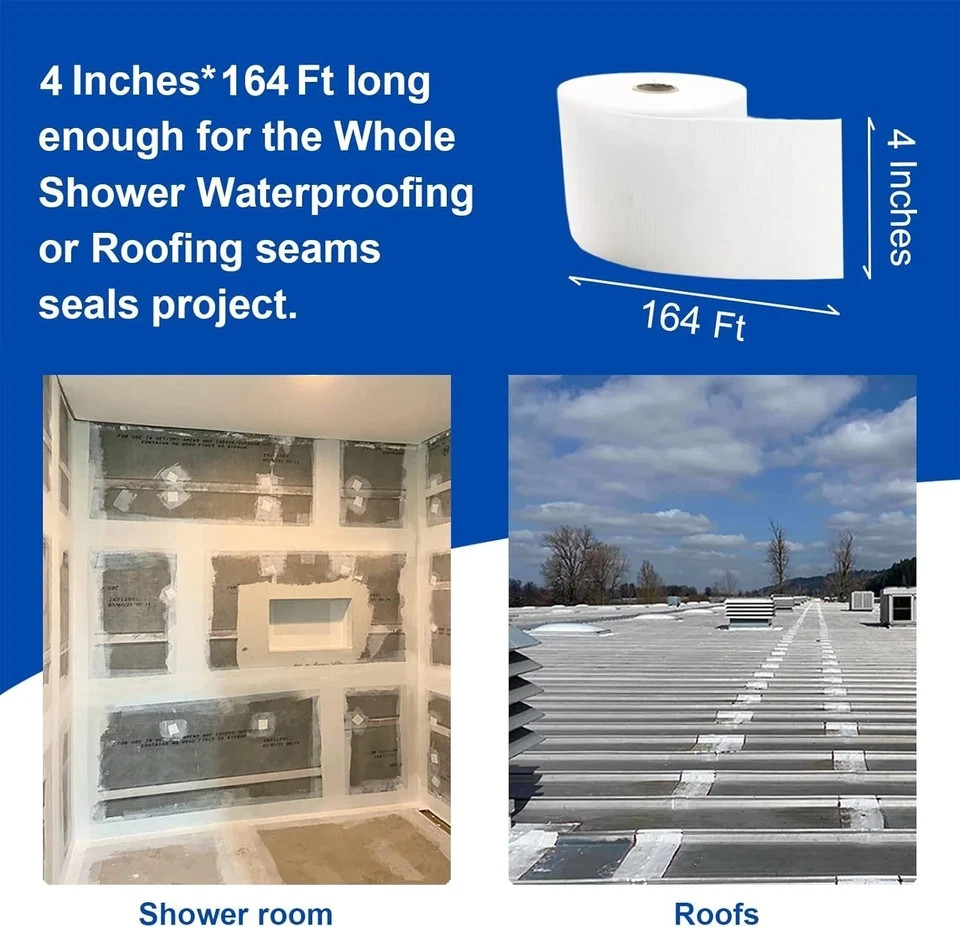 2 Pack 4 Inches x 164 Feet Waterproofing Membrane Anti Fracture Fabric, Reinf…