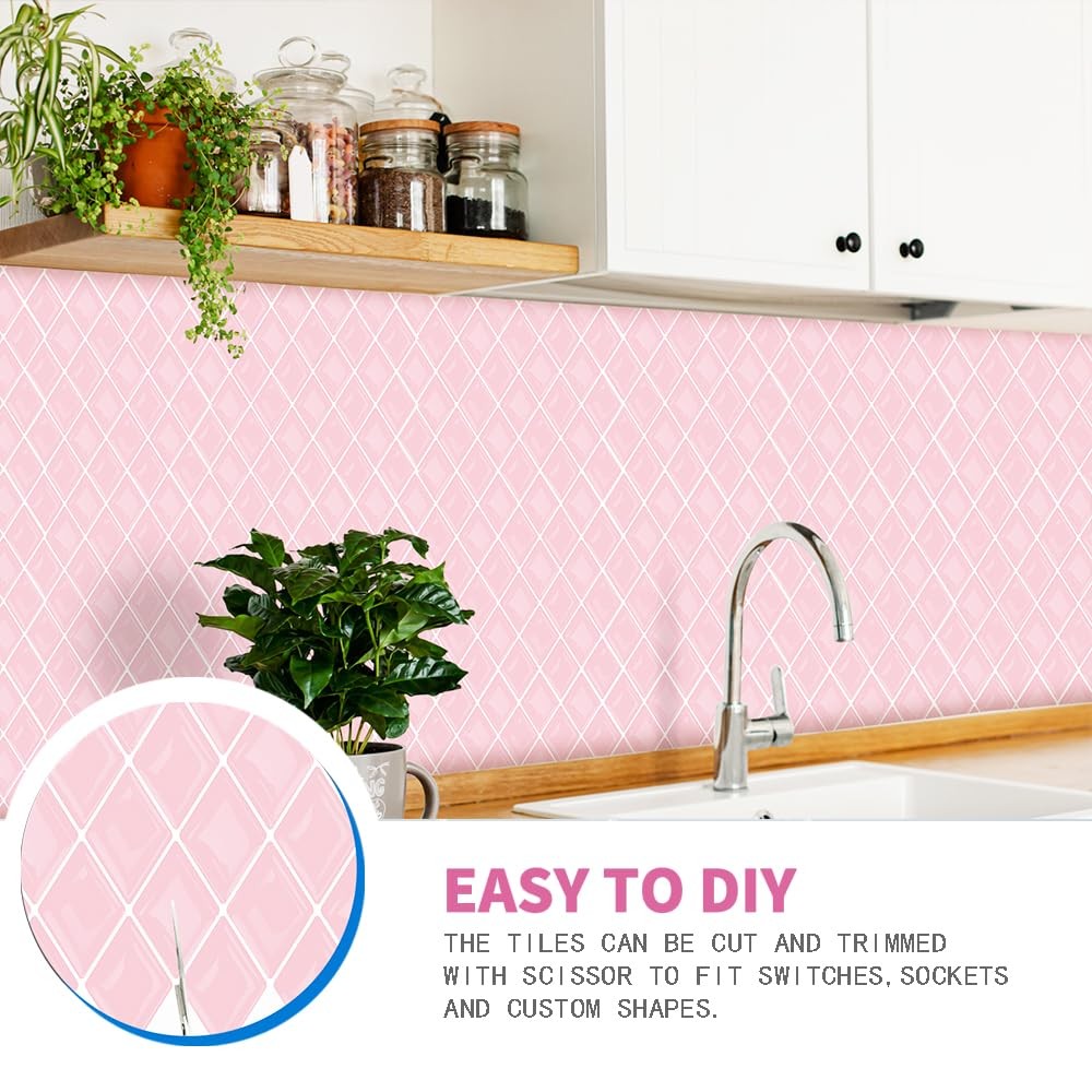 5-Peel and Stick Backsplash Tile Diamond Shape Stick on Backsplash Adhesive T…