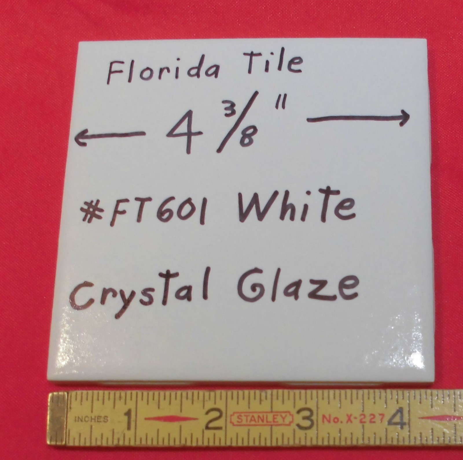 1 pc. *White* Ceramic Tile 4-3/8″ Crystal Glazed by Florida Tile Co. (NOS)