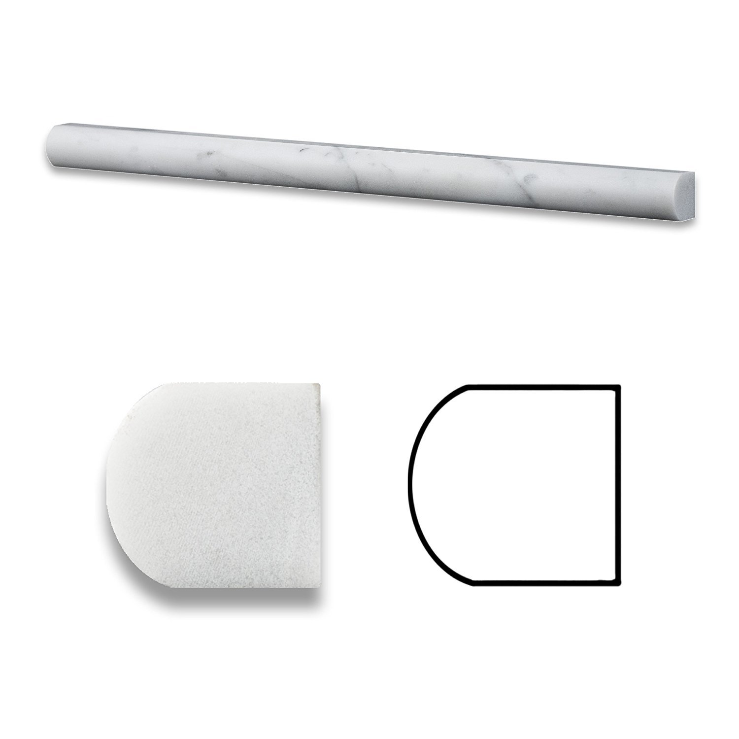 Carrrara White 3/4″ X 12″ Marble Bullnose Liner Trim