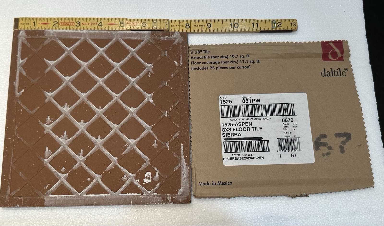 1 pc. Aspen – Splotchy Light Browns: 8″ Daltile Ceramic Floor Tile, New Stock