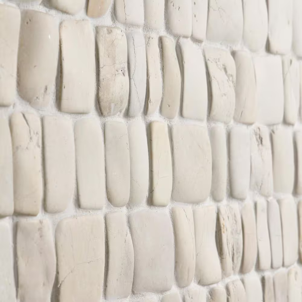 Countryside Pathway Lovina White 11.81 In. X 11.81 In. Natural Stone Mosaic Wall