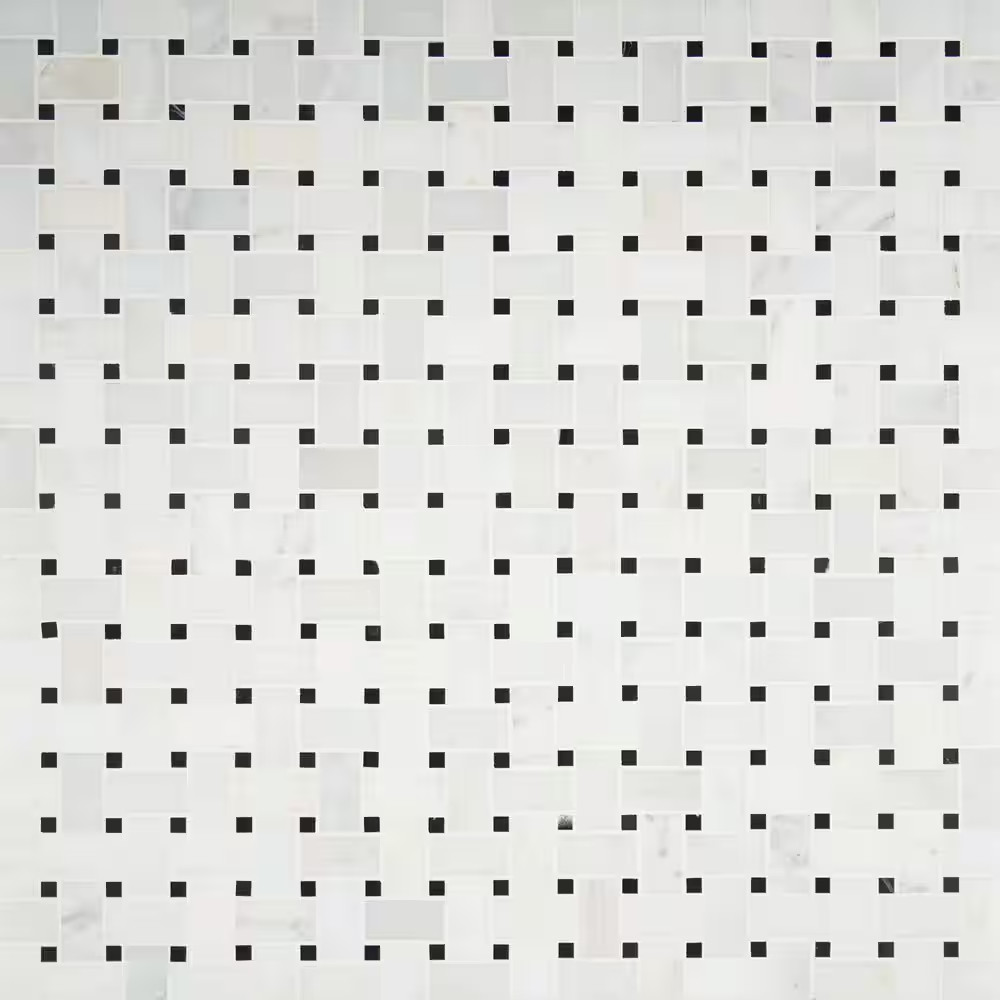 Greecian White Basket Weave 12 In. X 12 In. X 10Mm Honed Marble Mesh-Mounted Mos