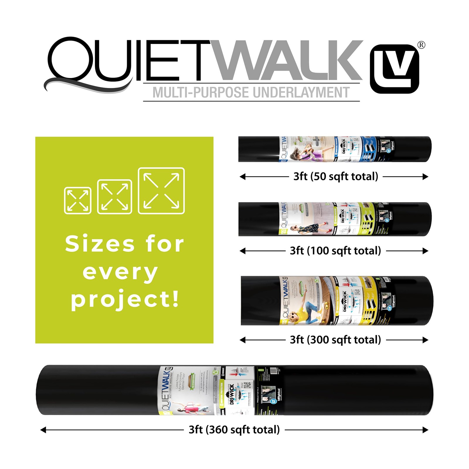 QuietWalk LV 100 Sq Ft Underlayment for Luxury Vinyl, Laminate & Engineered W…