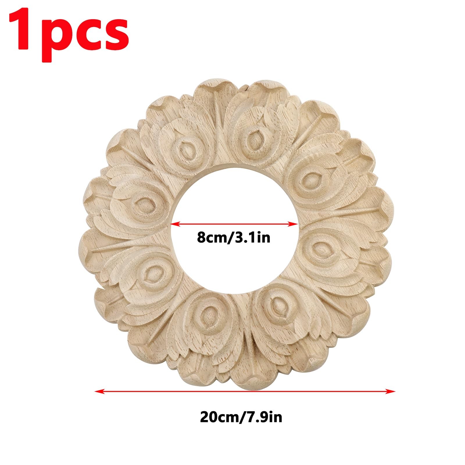 Antrader Ceiling Medallion,Home 3.1″ ID x 7.9″ OD-style 3, Wood Color