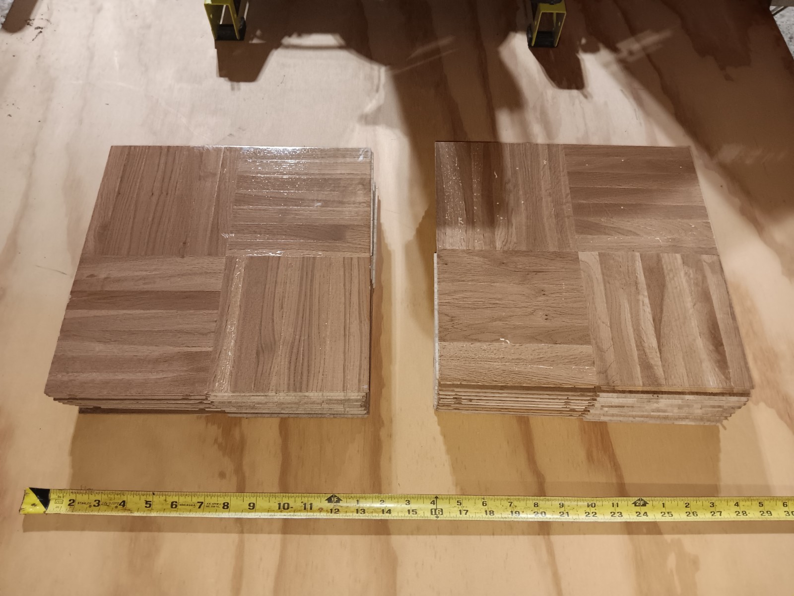 IMPERFECTS 20 Sq. Ft. CABIN GRADE Wood Borer WHITE OAK Parquet Flooring Unused
