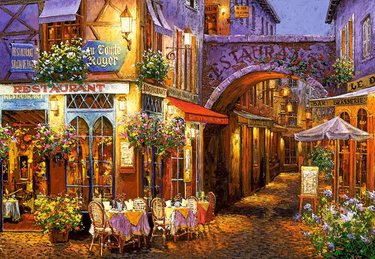 evening in Provence Romantic France restaurant ceramic tile mural backsplash