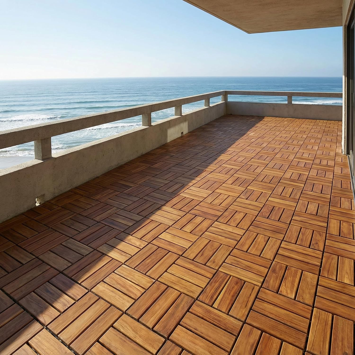 BARE-WF2009 Solid Teak Wood Interlocking Flooring Tiles (Pack of 10), 12″ X 12″,