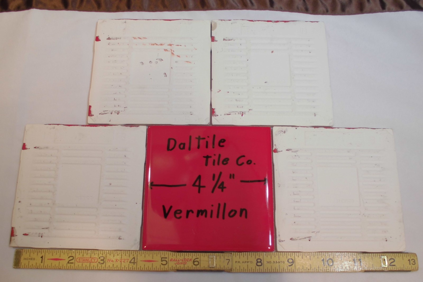 1 pc. Glossy Ceramic Tile *Vermillon*by Daltile…4-1/4″ Brilliant Red Color