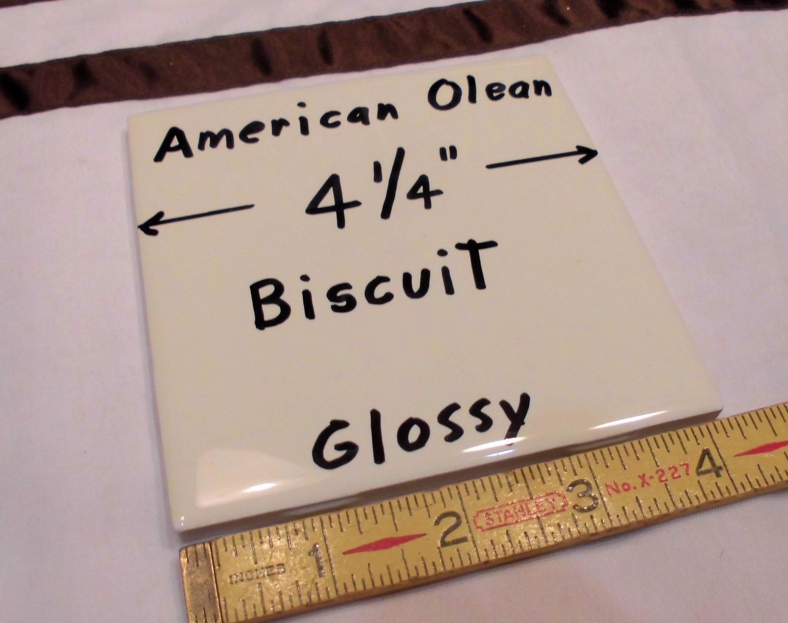 9 pieces: Glossy Ceramic Tiles, Biscuit Color by American Olean 4-1/4″ NEW