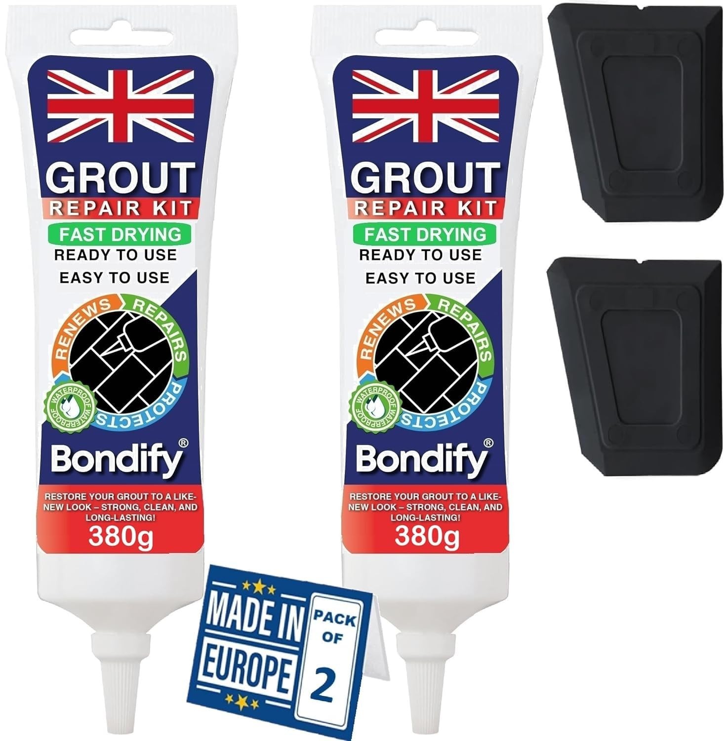 Waterproof Black Grout Reviver Ready Mixed, 2PCs 13.4oz/380g FAST DRYING, EXT…