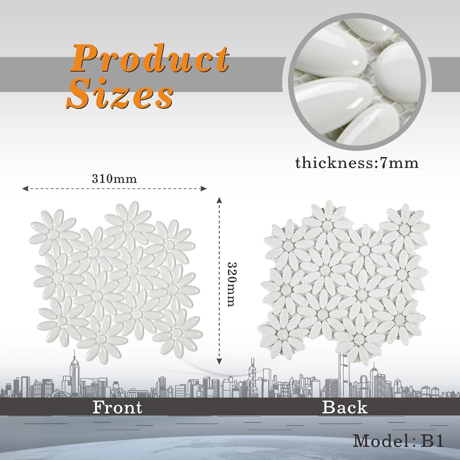 Elegant White Flower Mosaic Tiles – 5 Sheets for Kitchen & Bathroom Decor