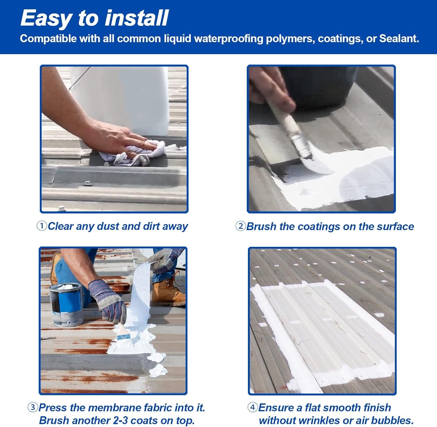 3.3 Ft x 66 Ft Waterproofing Membrane Fabric, Reinforcing Anti Fracture Geo T…