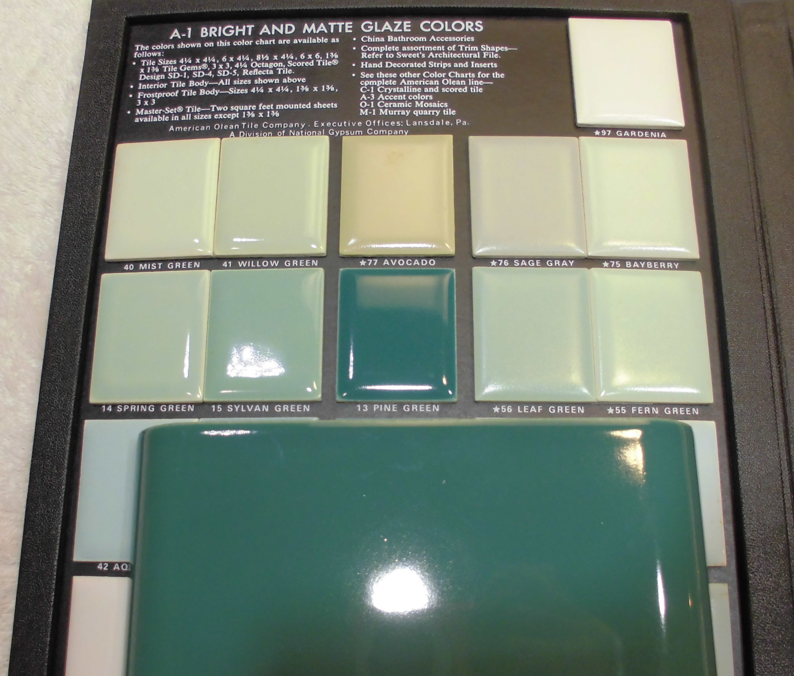 Vintage…Green…6″ x 6″ Double Bullnose Glossy Ceramic Tile…by Mid-State Co