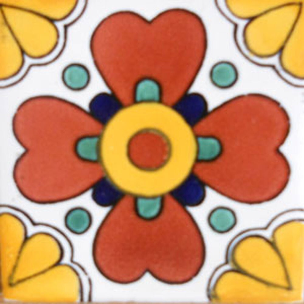 C#107) MEXICAN TILES CERAMIC HAND MADE SPANISH INFLUENCE TALAVERA MOSAIC ART