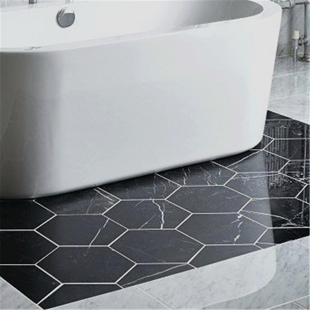 N36P Nero Marquina Black Marble 6 inch Hexagon Tile Polished