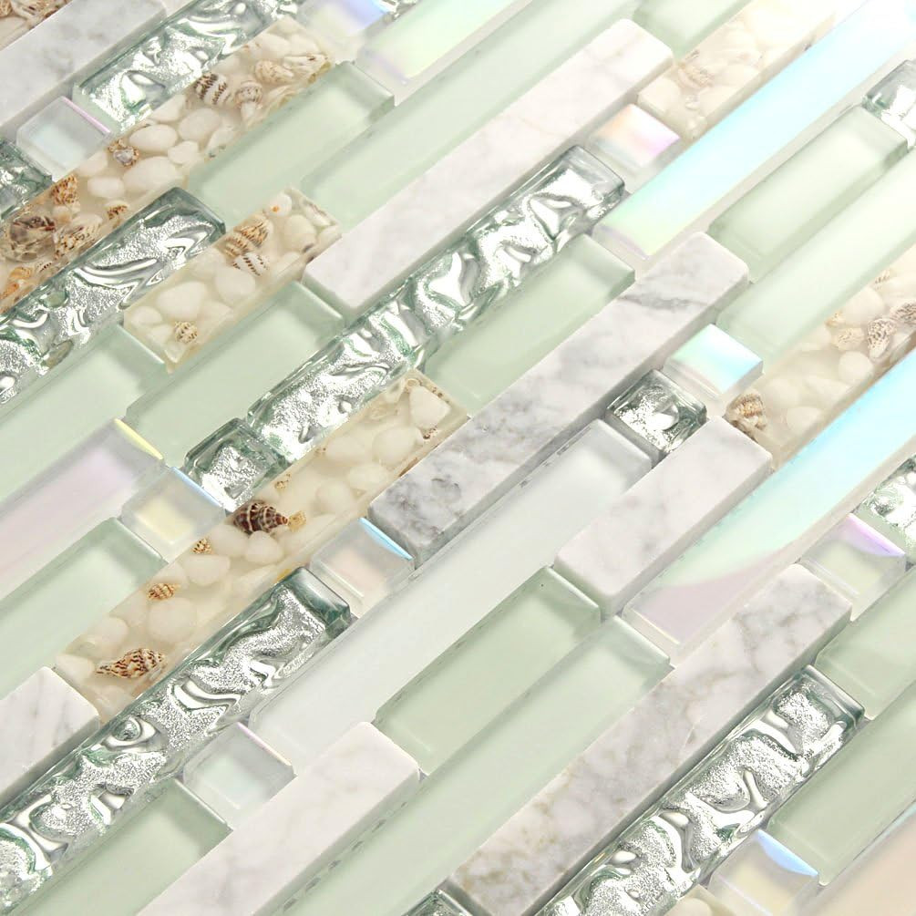 Iridescent Beach Style Mosaic Tile Set – 11 Art Deco Sheets