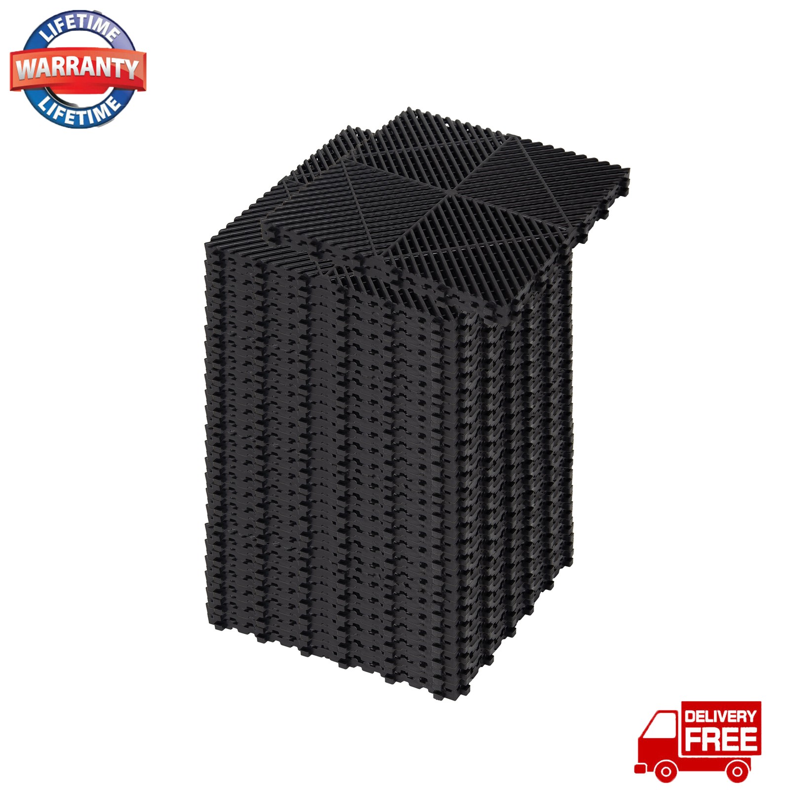 25 PCS Interlocking Garage Floor Tiles Deck Tile Water Drainage 15.75×15.75″