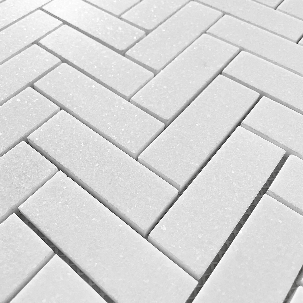 T72XH Thassos White Marble 1×3 Herringbone Mosaic Wall Floor Tile Honed