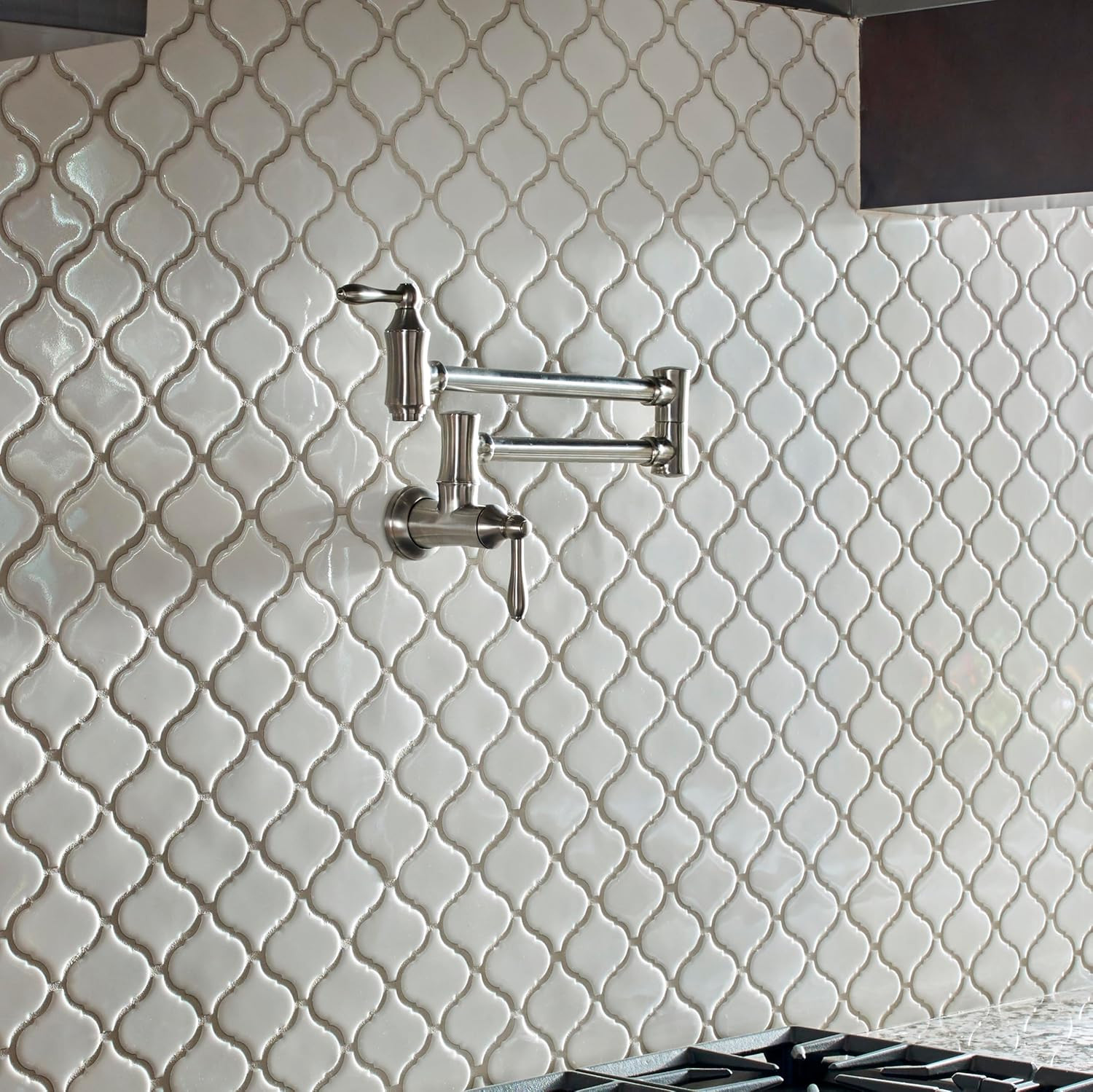 Bianco Glazed Arabesque Ceramic Mosaic Tile for Backsplash & Accent Walls