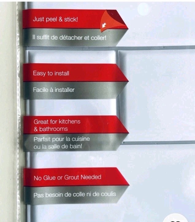 LOT 20 Sheets Hardware Self Adhesive White Subway Wall Tile 12×12 in
