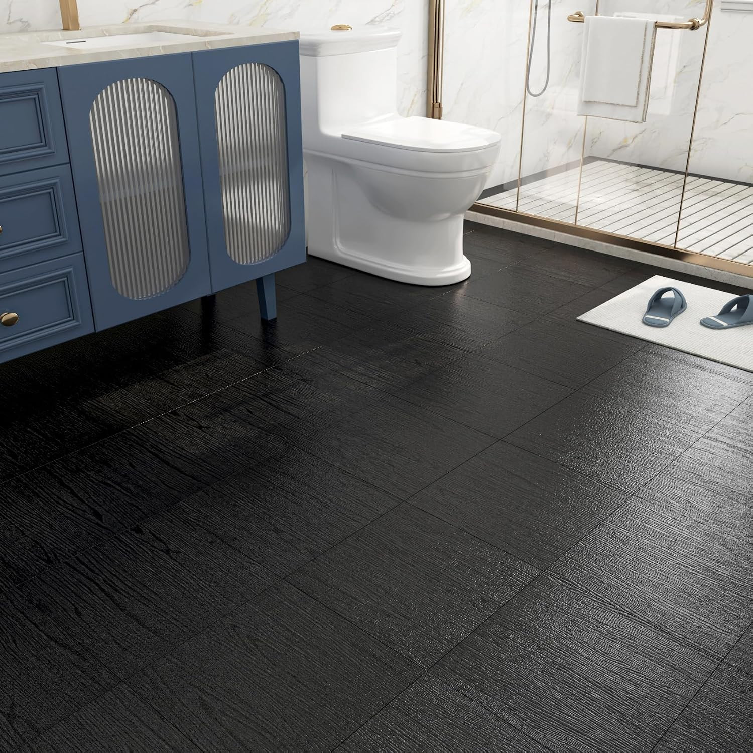 35-Pack 6″X36″ Black Wood Peel and Stick Floor Tile Waterproof Vinyl Flooring Pl
