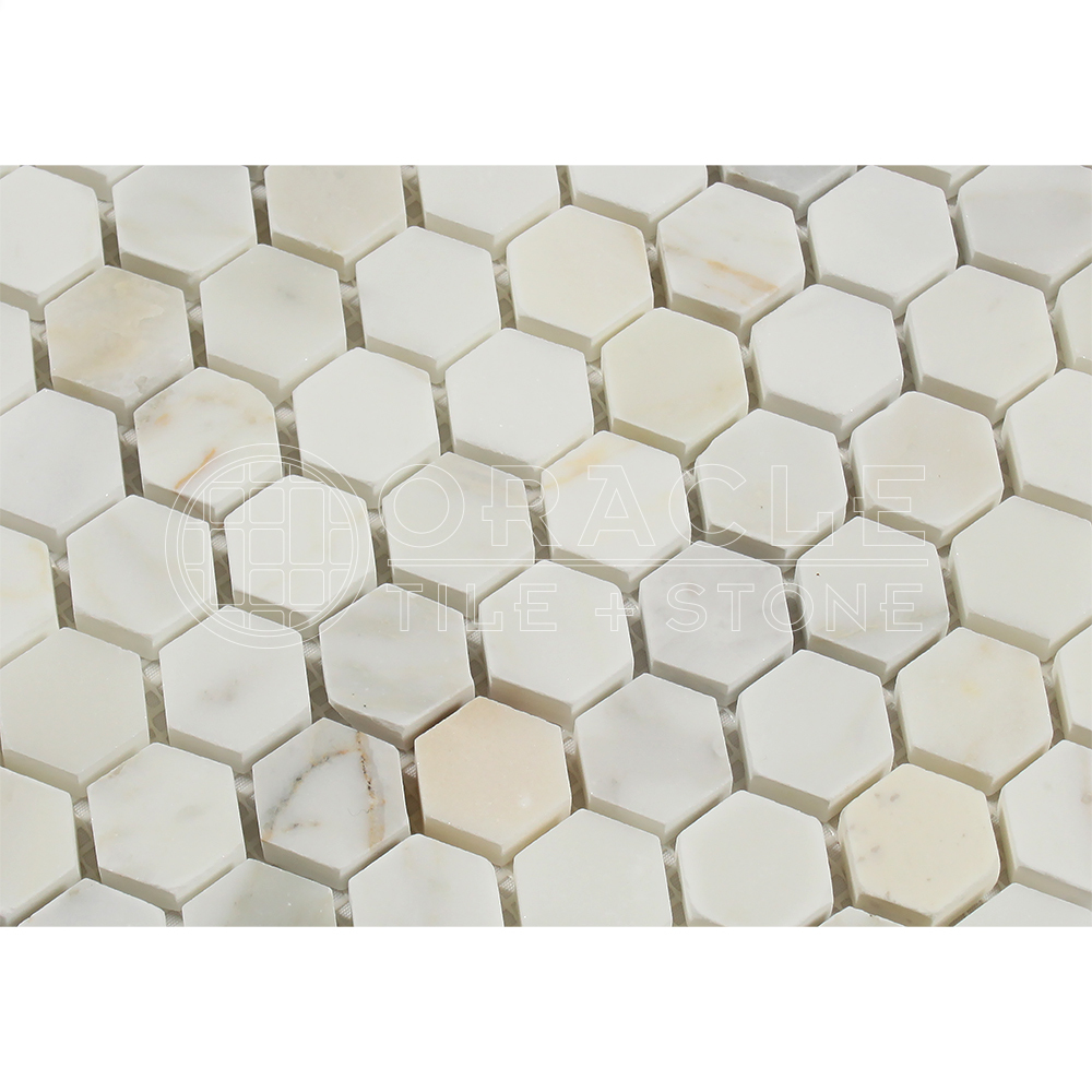 Calacatta Gold (Italian Calcutta) Marble 1 inch Hexagon Mosaic Tile