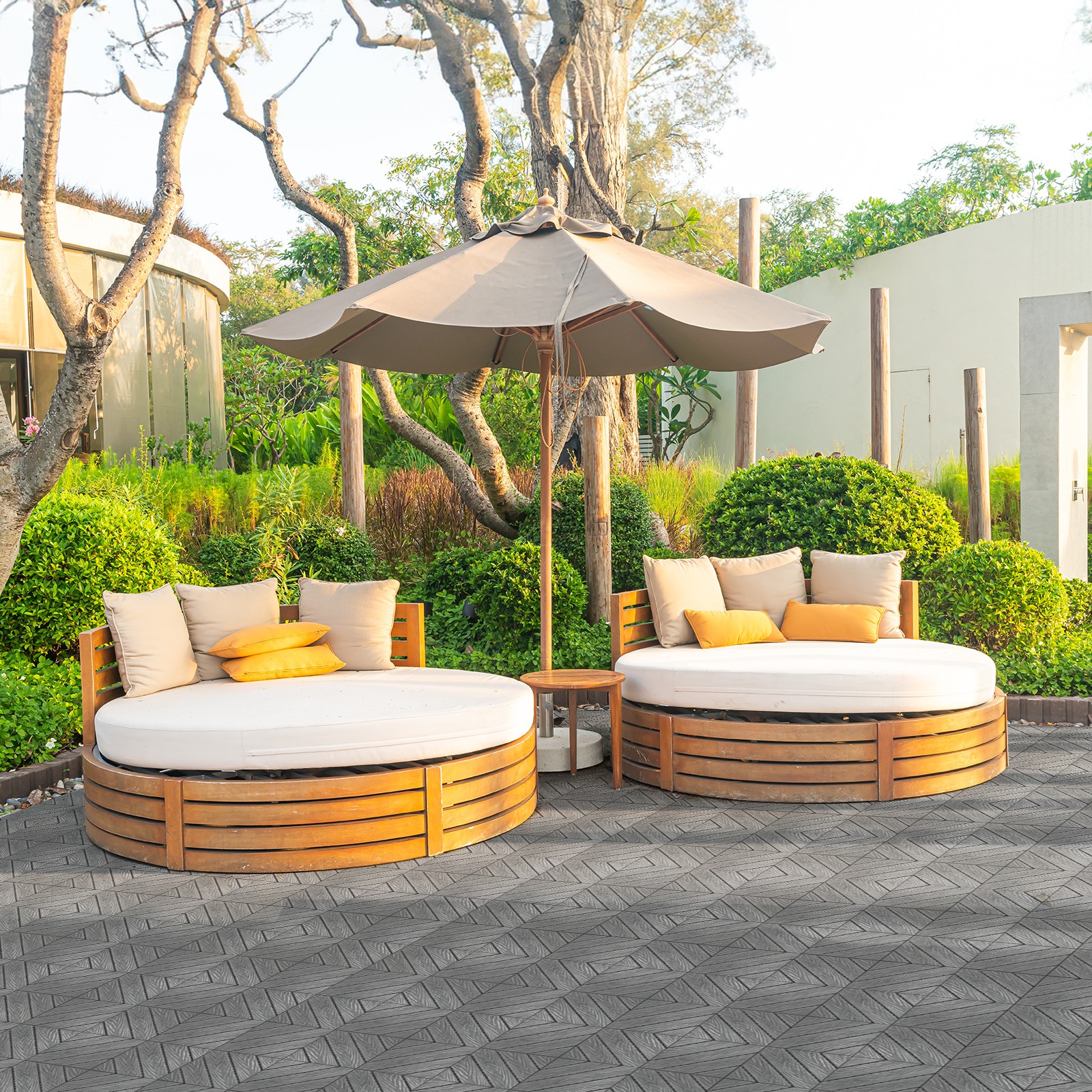 27PACK Plastic Interlocking Deck Tiles, 11.8″x11.8″ Waterproof Outdoor Flooring~