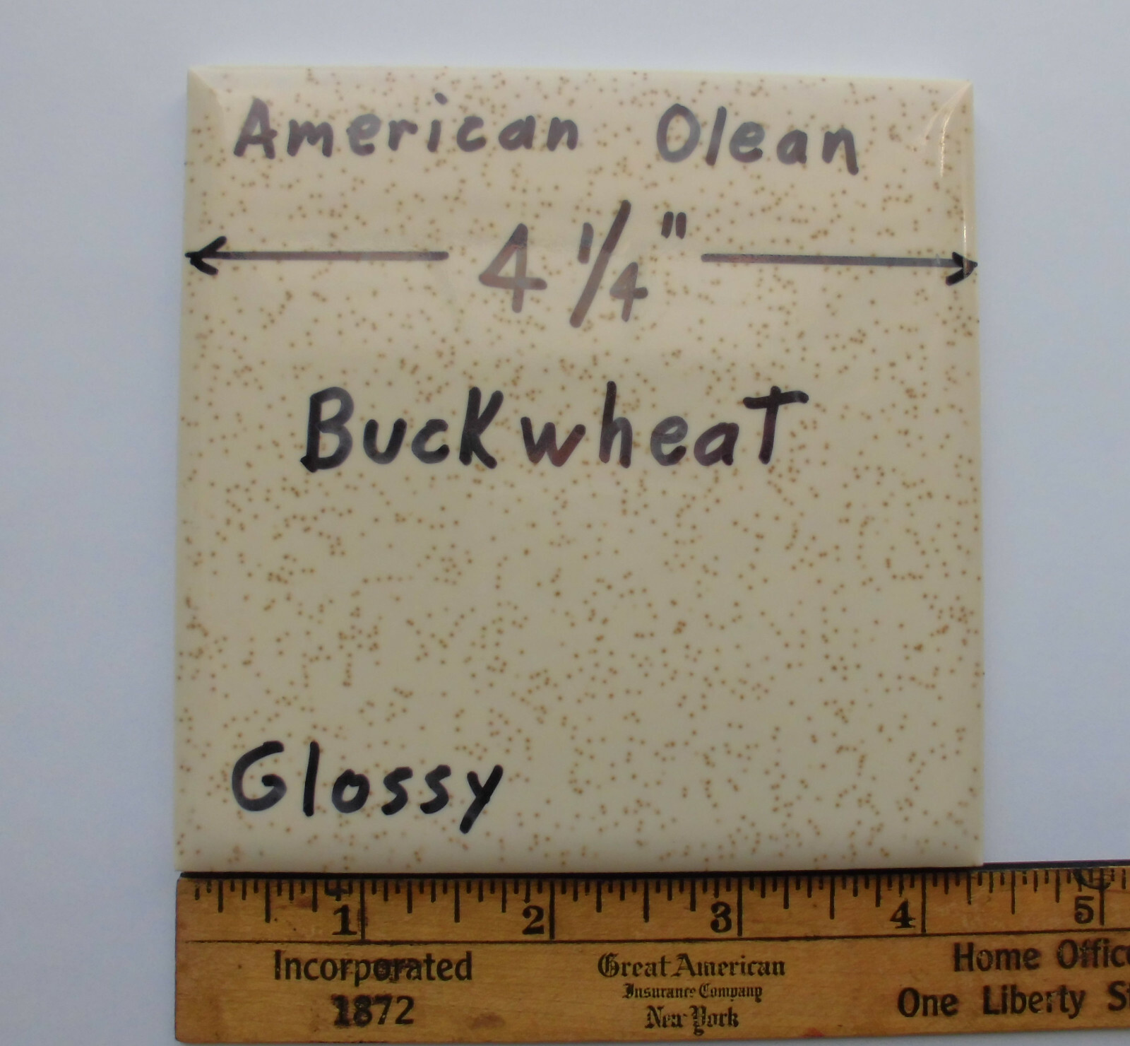 1 pc. Vintage *Buckwheat* Glossy Ceramic Tile #46 by American Olean 4-1/4″ NOS