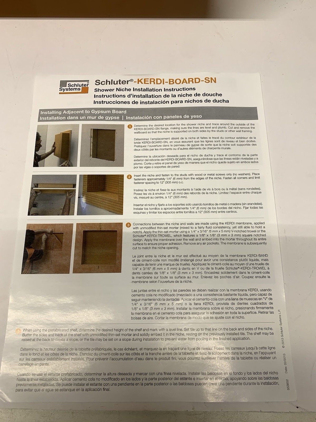 Schluter Kerdi Board Prefabricated Shower Niche 12″x12″