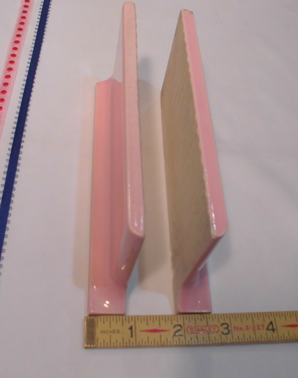 2 pcs. *Pink Coral* Finish Corner Flat Top cove/base Ceramic Tile 3″ X 6″ A.O.