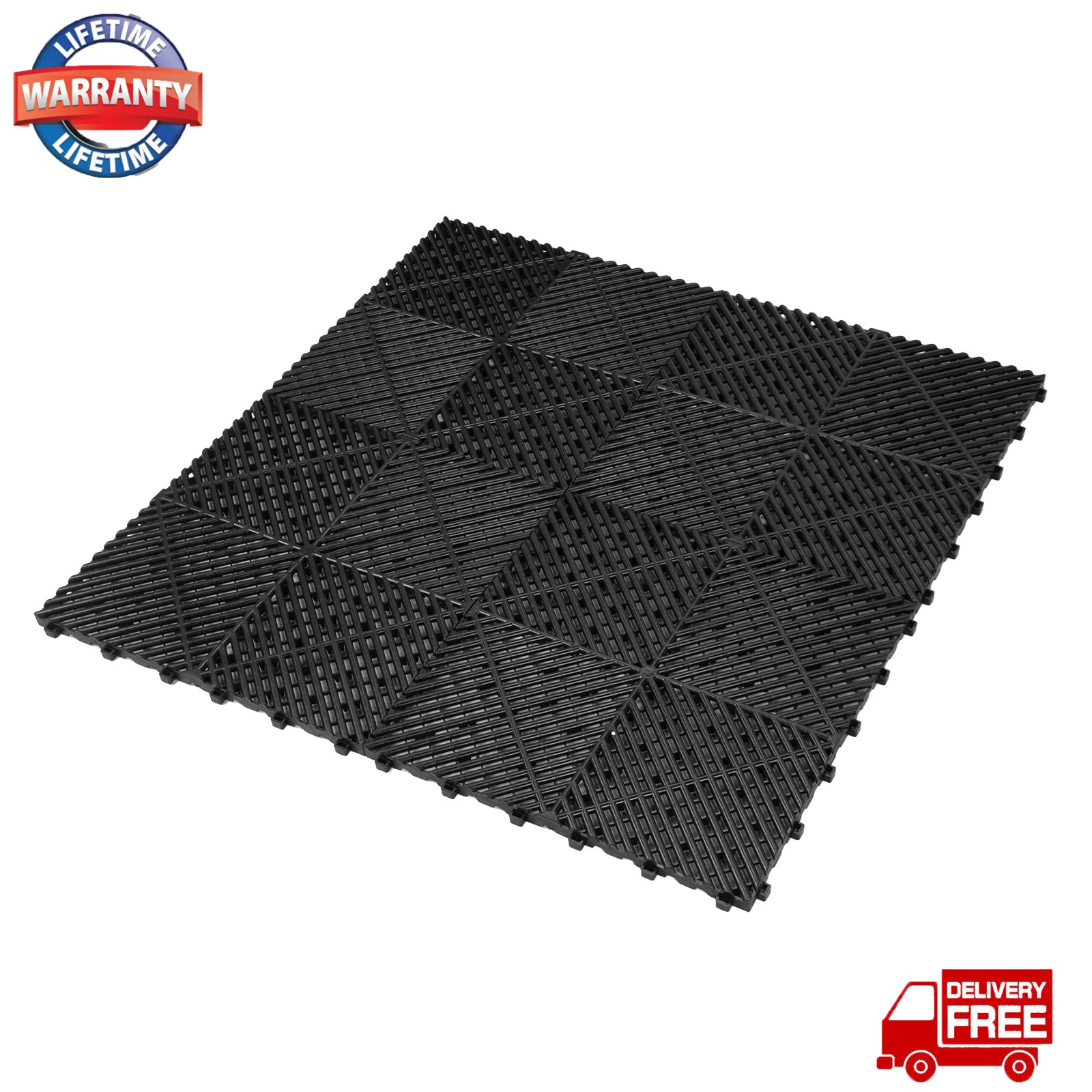 25 PCS Interlocking Garage Floor Tiles Deck Tile Water Drainage 15.75×15.75″