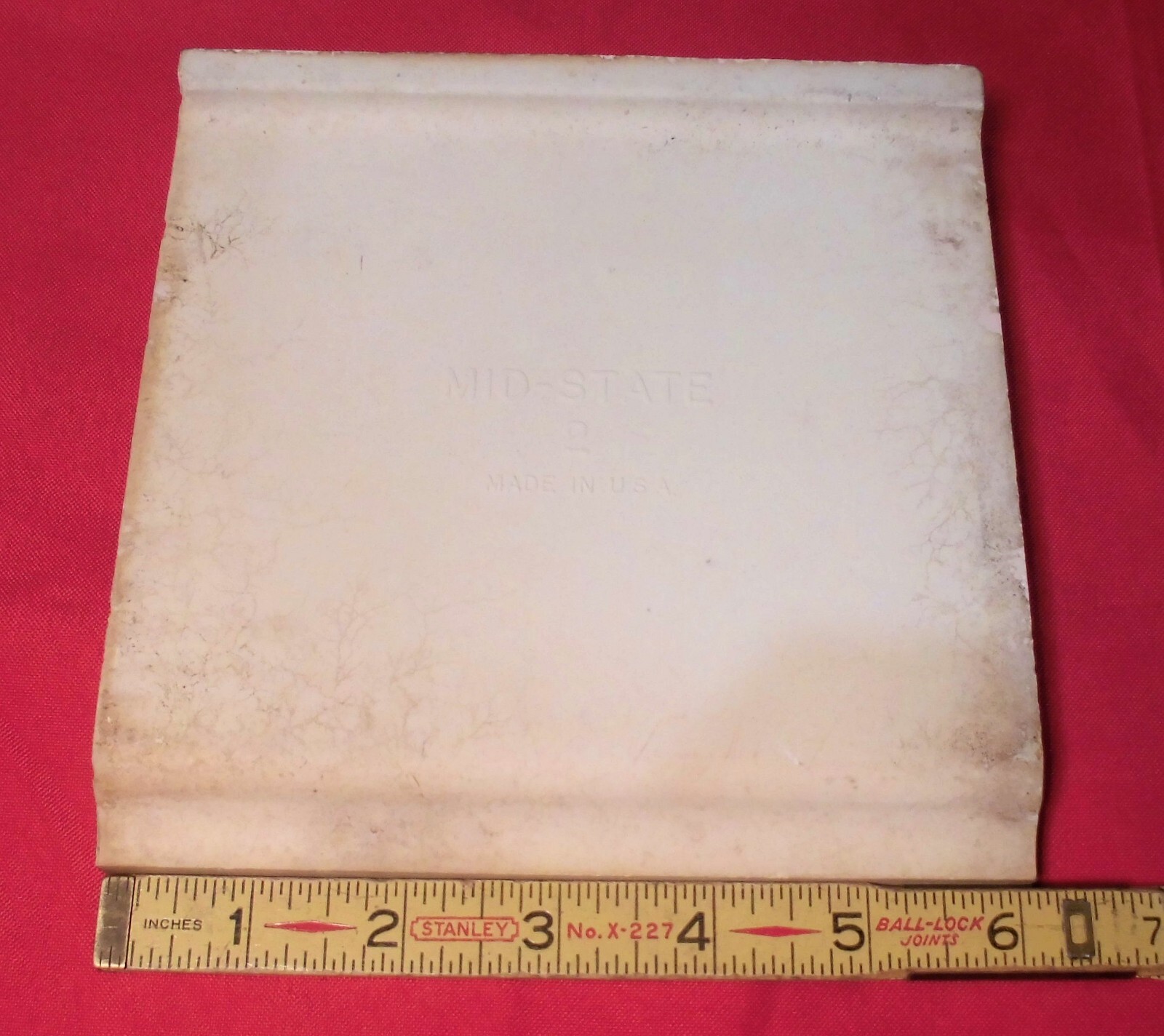 1 pc. Vintage Glossy *Pink Mist* 6” X 6” Ceramic Cove Base Tile by MID-STATE