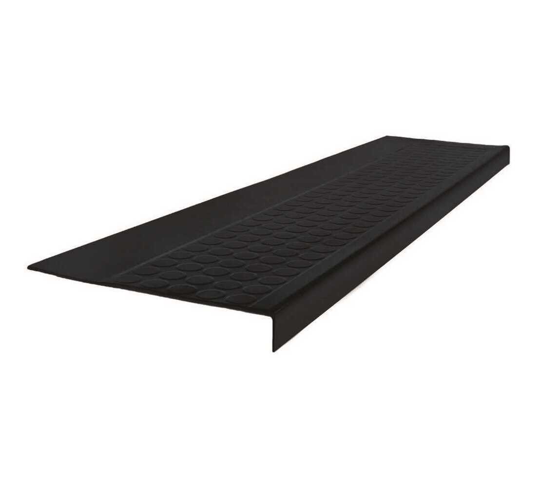 ROPPE 48921P100 12-1/2 X 4 Ft Black Low Circular Rubber Square Nose Stair Tread