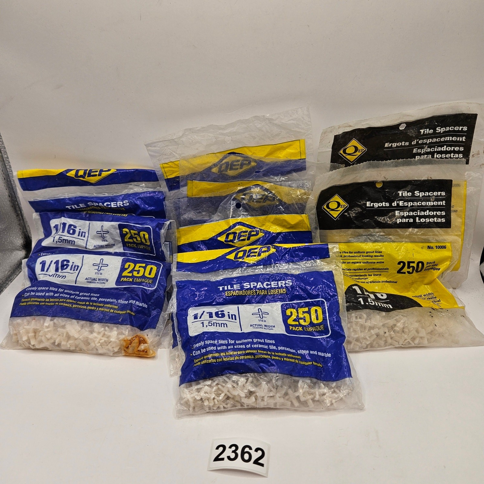 LOT OF 9 – QEP 1/16in TILE SPACER FOR FLOOR OR WALL TILES 250 PIECES/BAG NWT