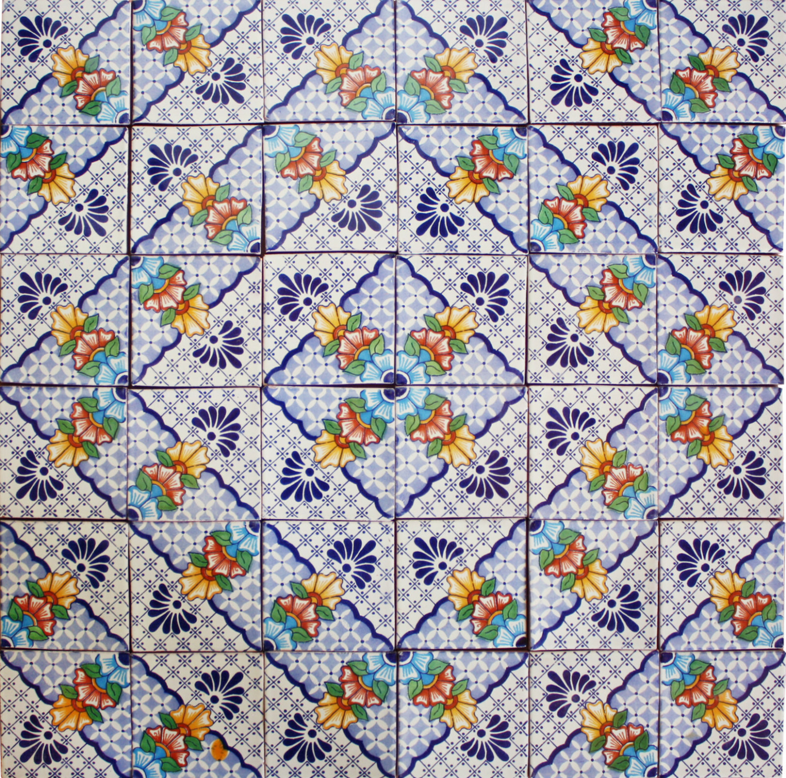Blue Mesh Mexican Tile Set Backsplash Mural