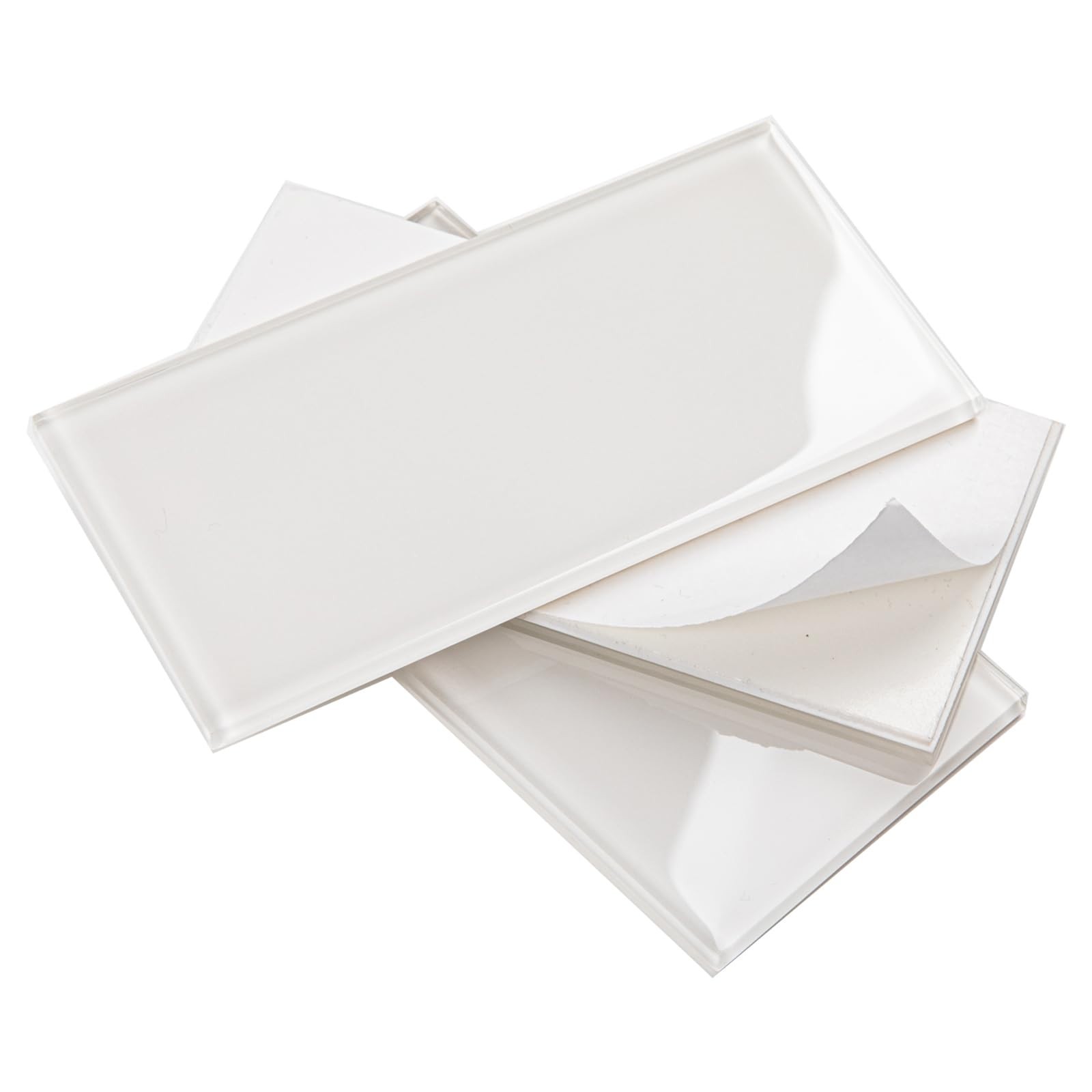 Peel and Stick White Glass Subway Tiles 3×6 for Kitchen Backsplash – 40 Pieces,