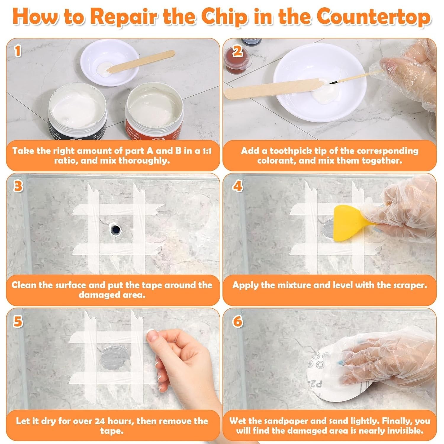 Tile Repair Kit & Granite Quartz Countertop Chip Repair Kit Color Match Marble