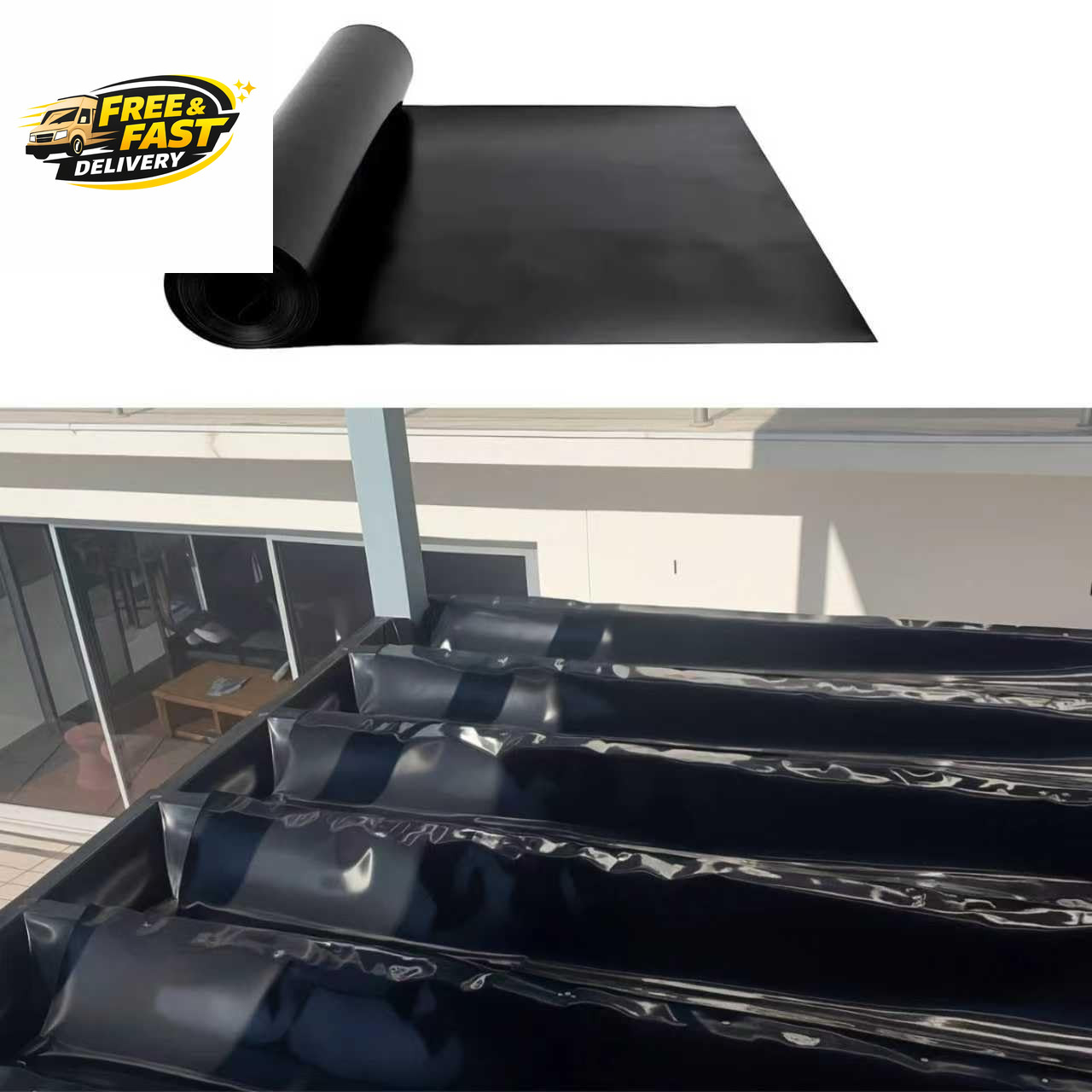 1PCS 50FT Black Waterproofing Membrane Black for under Deck Drainage System, HDP