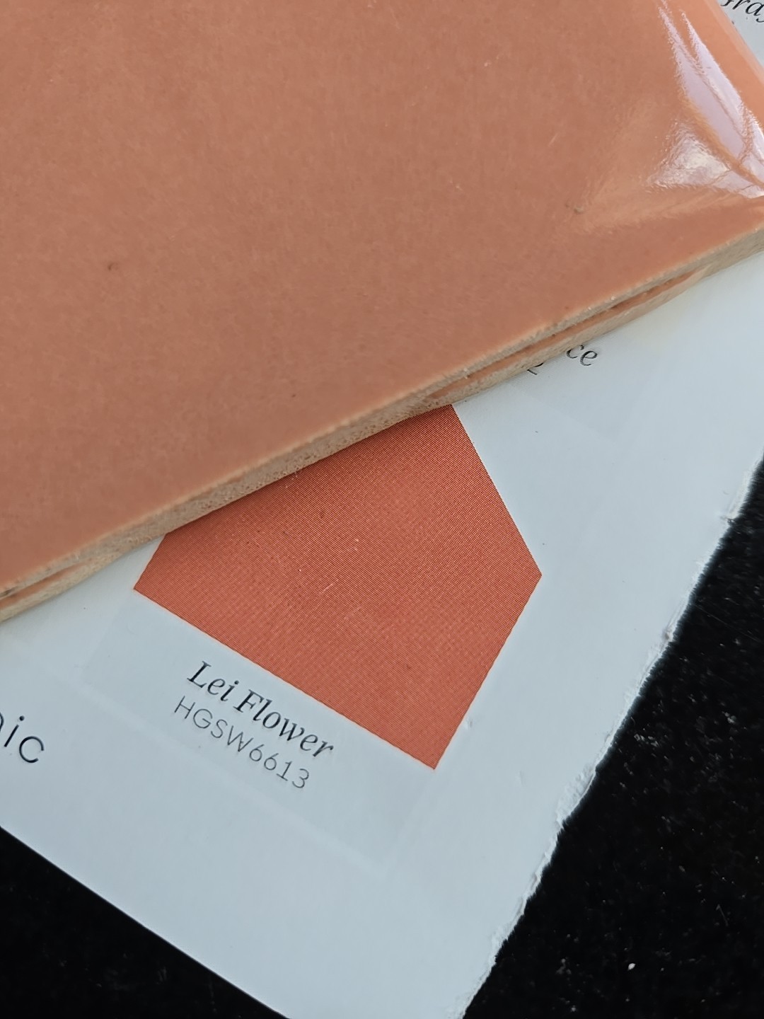 Vintage 4 3/8″ Coral Bullnose Self Spacing Tile NOS Robertson