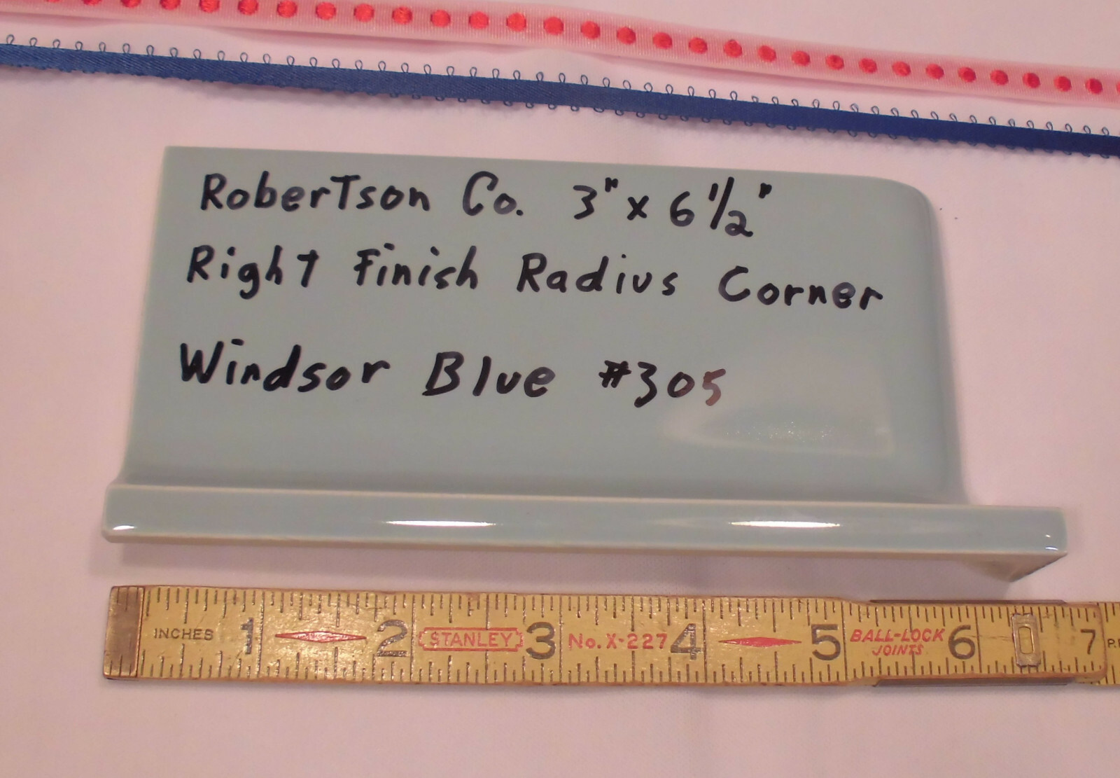 1 pc. Windsor Blue stack-on-top base/cove Ceramic Tile; Robertson; 3″ X 6-1/2″ R