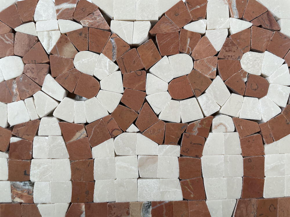 B0012P Marble Mosaic Border Bathroom Listello Tile Posy Rojo 4×12 Polished