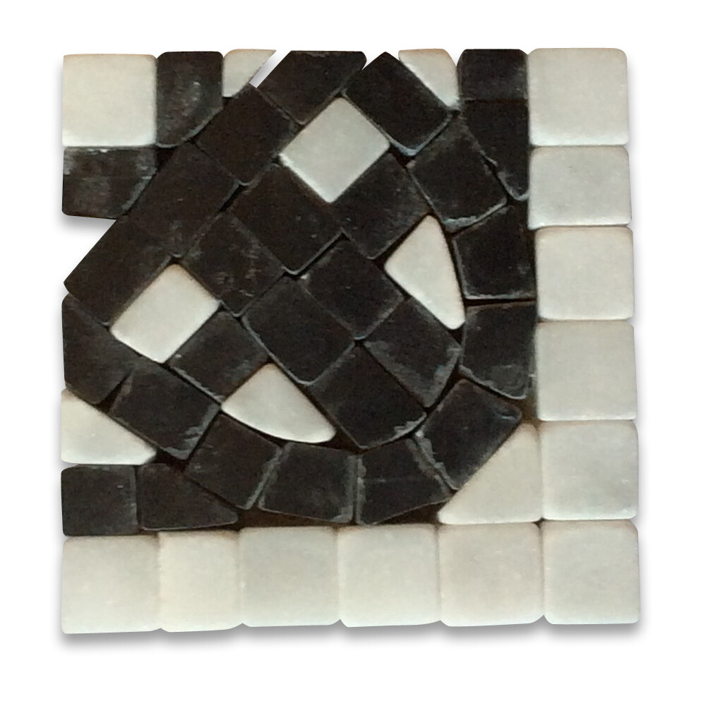 B4661CT Marble Mosaic Border Decorative Tile Quadra Bianco 2.25×2.25 Tumbled