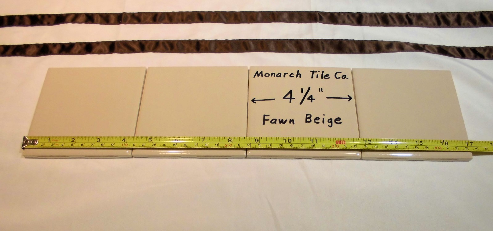 1 pc. Glossy Ceramic Tile *Fawn Beige* 4-1/4″ by Monarch Tile Co. U.S.A. NEW