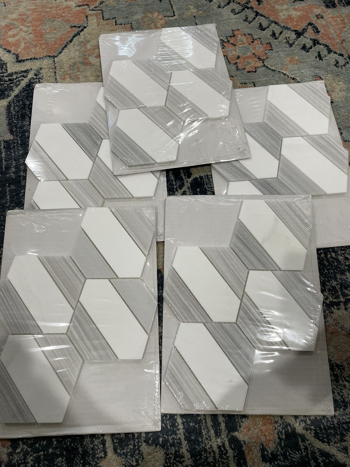 5 Sheets Jeffrey Court Cravat Marble Mosaic Tile 13022 Covers 0.518 Sqft Each,