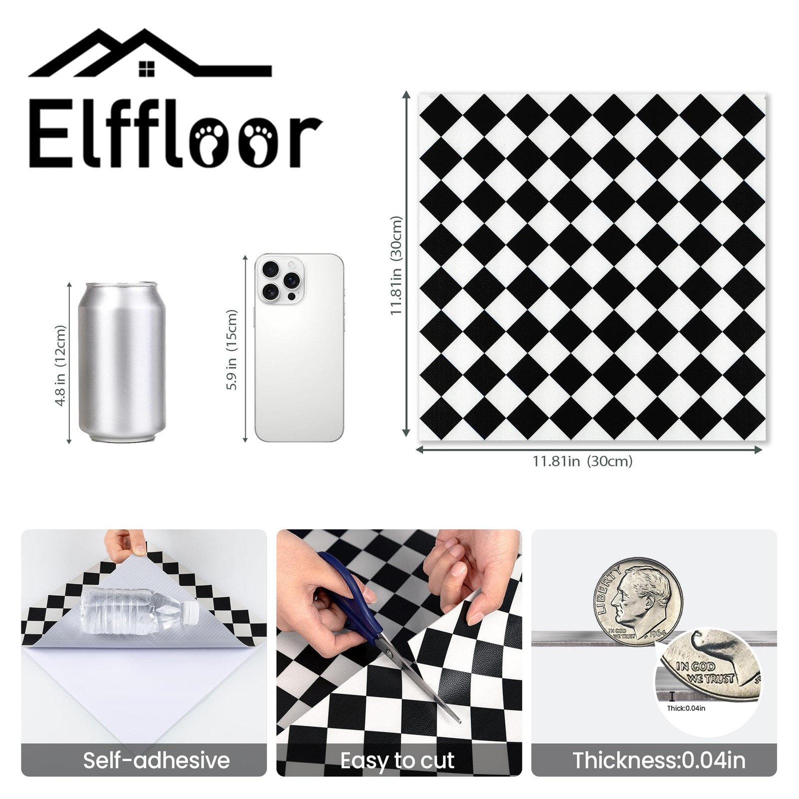 Peel and Stick Floor Tile: 30pc 11.8 * 11.8in Self-Adhesive Waterproof Vinyl …